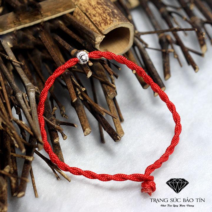 Vòng Tay Chỉ Đỏ Bi Bạc Cao Cấp - Bảo Tín
