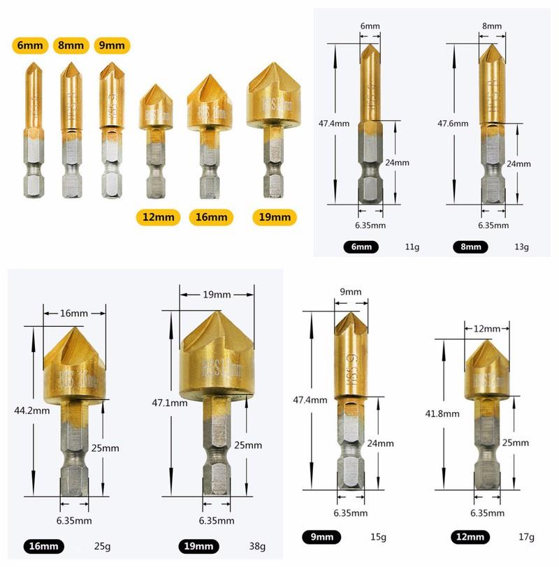 Bộ 6 mũi khoan khoét lỗ âm vít