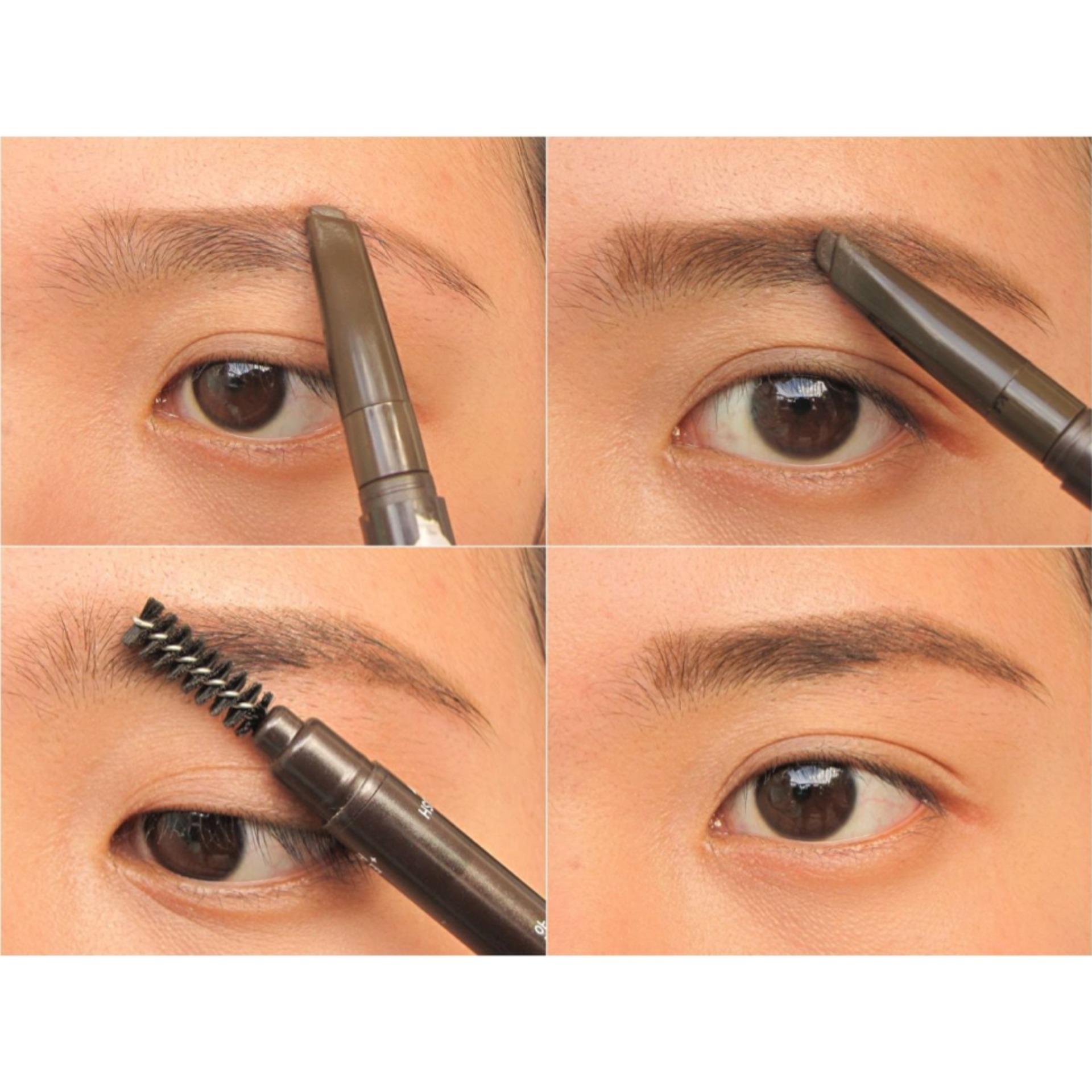 Combo Khuôn kẻ mày + chì kẻ mày ngang Hàn Quốc 02