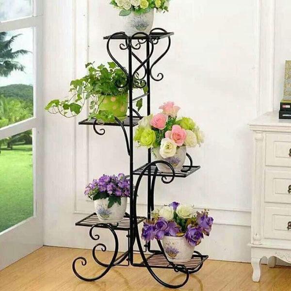 Kệ sắt để cây cảnh sang trọng 5 tầng (Đen)