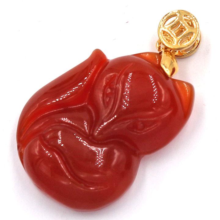 [HCM]Mặt hồ ly đá thạch anh đỏ 2.9cm
