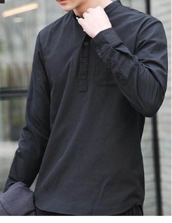 Áo sơ mi nam tay dài cổ trụ
