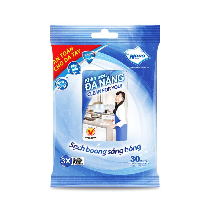 ( cập nhật mẫu mới) KHĂN ƯỚT ĐA NĂNG NANO 30 TỜ