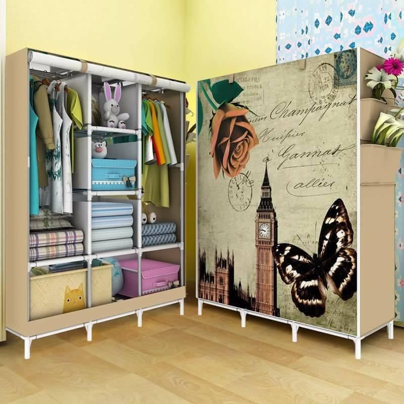 Tủ Vải 3D 3 Buồng 8 Ngăn đựng quần áo