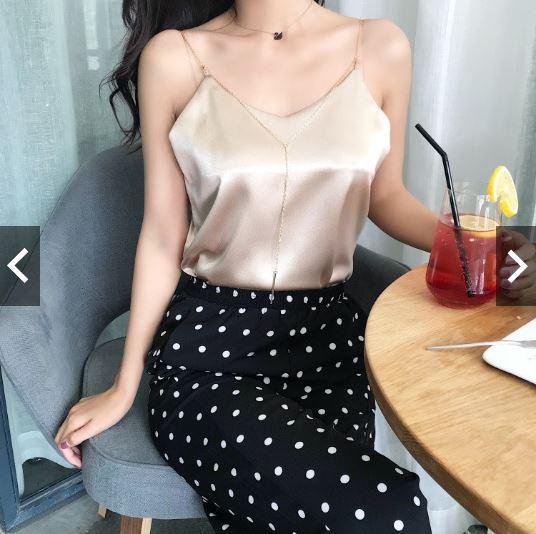 ÁO LỤA SATIN HAI DÂY ULZZANG - LITTLE BOX SHOP (màu đỏ)
