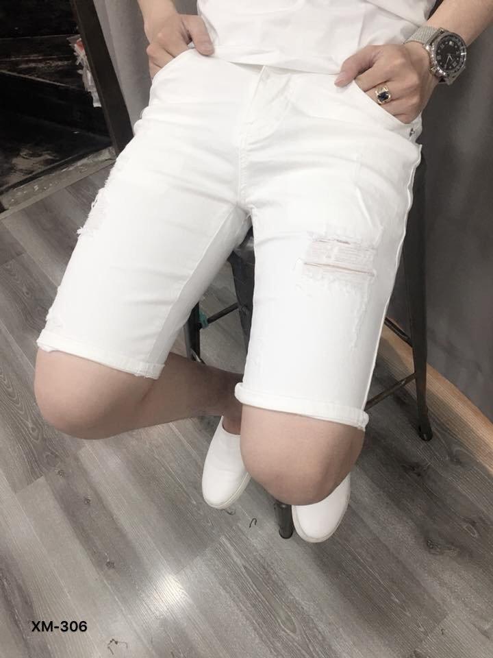 [Có Video] Quần short jean nam co dãn rách chất xịn MS100