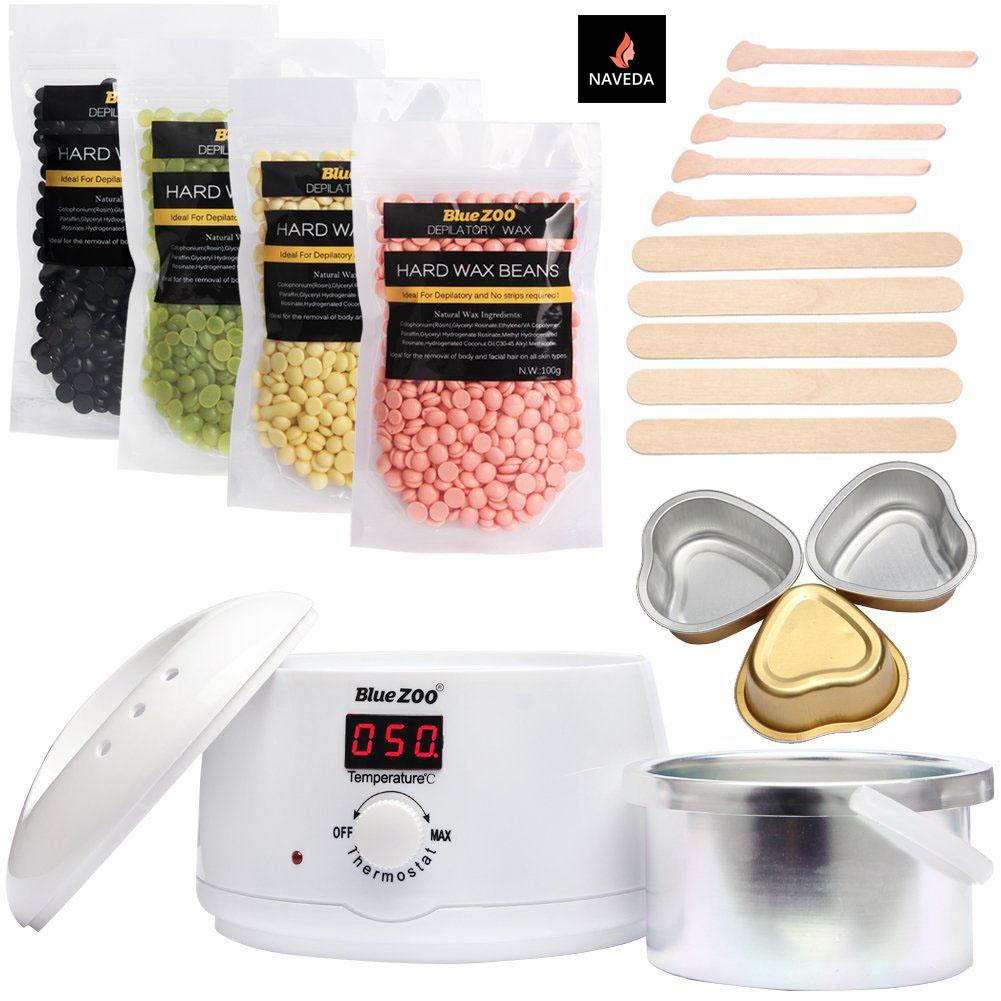 COMBO NỒI NẤU SÁP BLUE ZOO+300g SÁP HARD WAX BEANS+6QUE+1CA