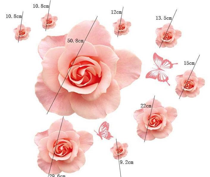 [HCM]DECAL DÁN TƯỜNG HOA HỒNG 3D