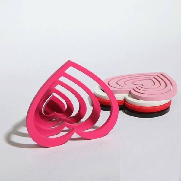 Bộ Hình Trái Tim Gỗ Trang Trí Dán Tường (Trắng)