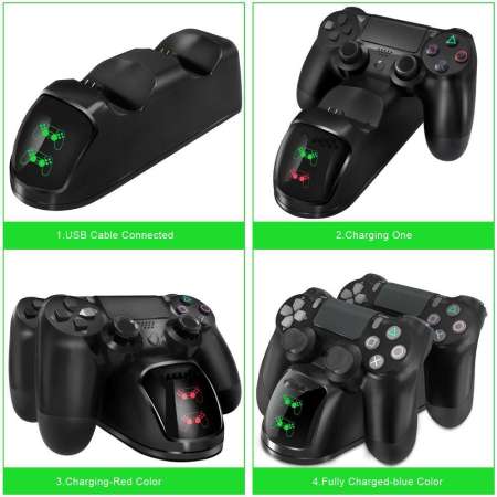 ที่ชาร์จ USB คู่แท่นชาร์จสำหรับ PlayStation PS4/PS4 Slim/PS4 Pro Controller - INTL