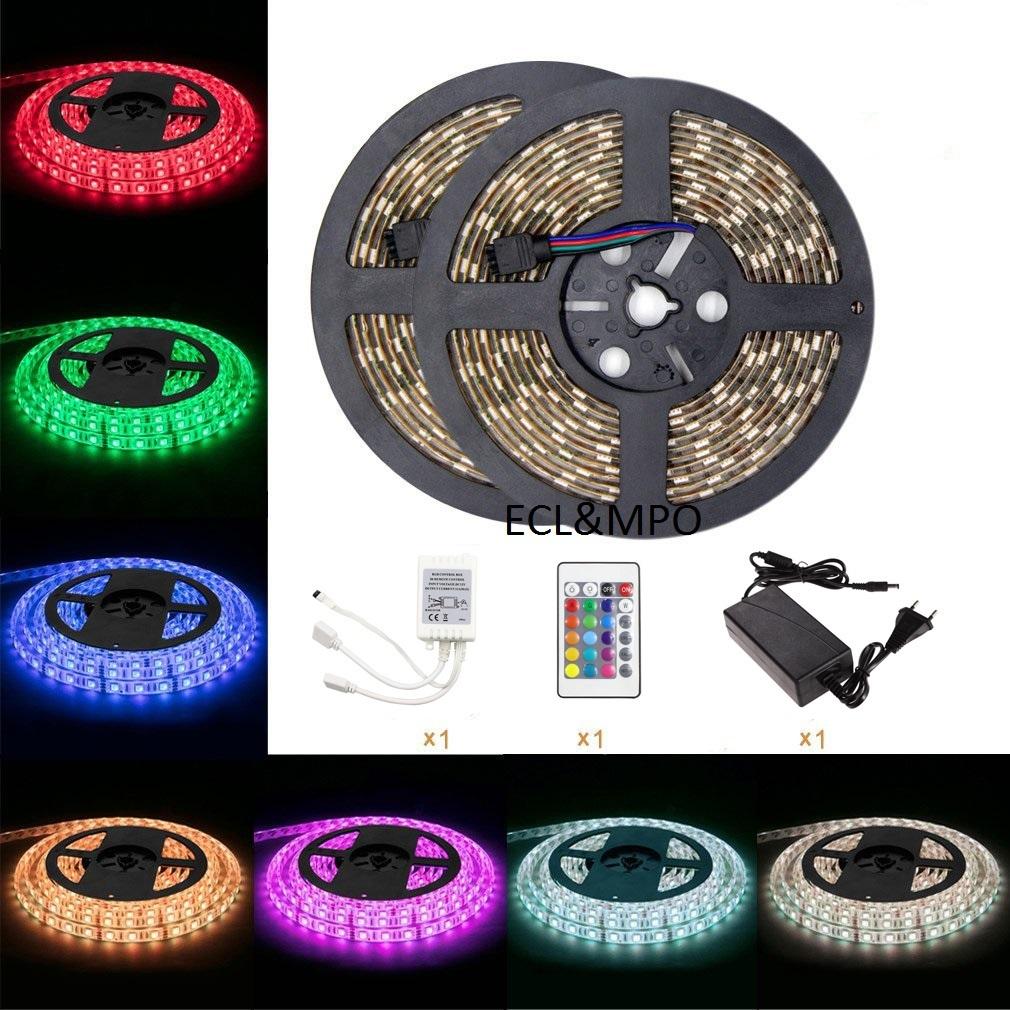 Bộ cuộn đèn led dây dán 5050-10m phủ keo silicon đổi 7 màu rgb