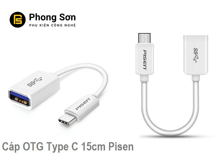 Cáp OTG 15cm Type C Pisen (Cho các dòng máy Androi đời mới )