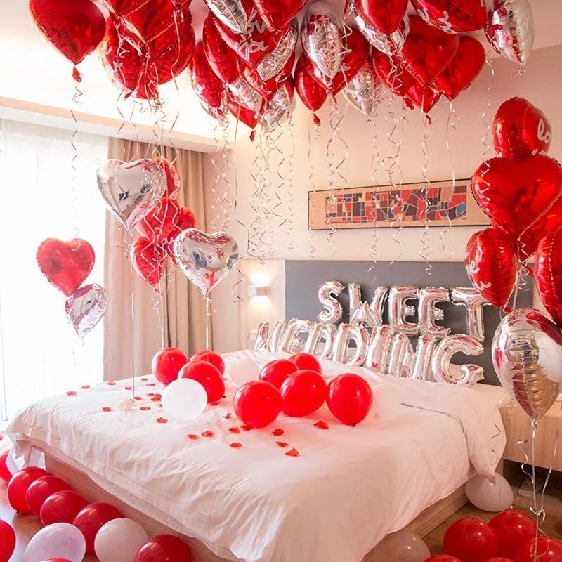 Bộ chữ phòng cưới happy wedding + vỏ bóng bay