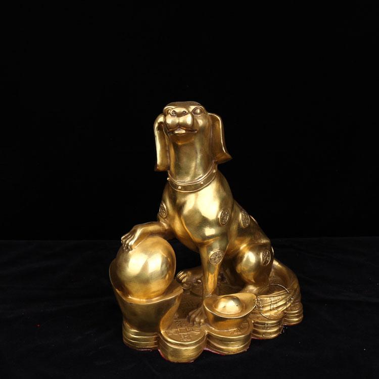 Tượng Chó bằng đồng thau cỡ Tiểu nặng 400g cao 11cm - Phong thuỷ mang lại may mắn sức khoẻ cho gia chủ