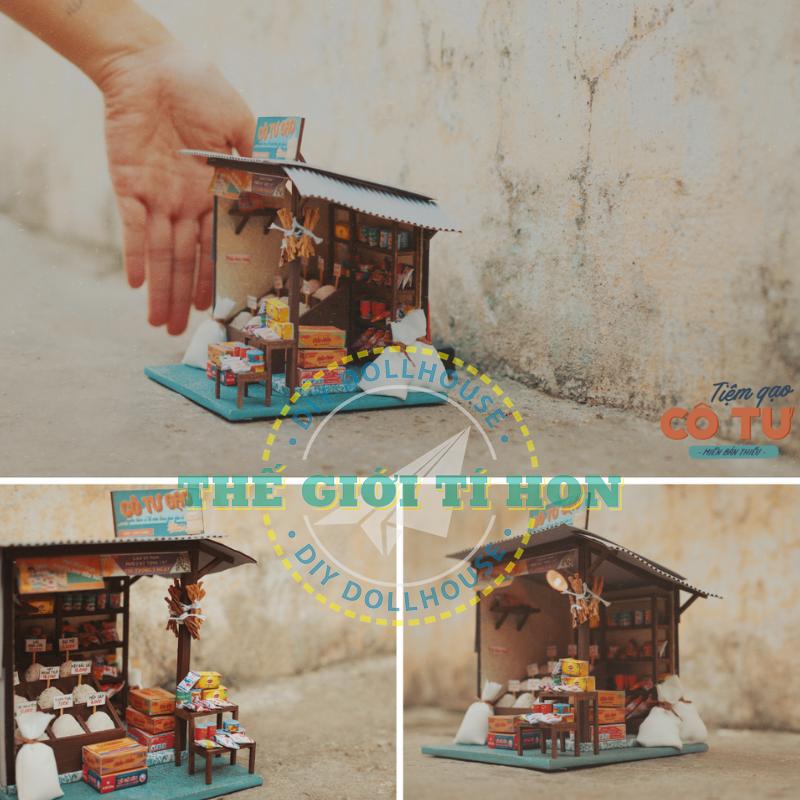[HCM]Mô Hình Gỗ DIY - Tiệm Gạo Tí Hon