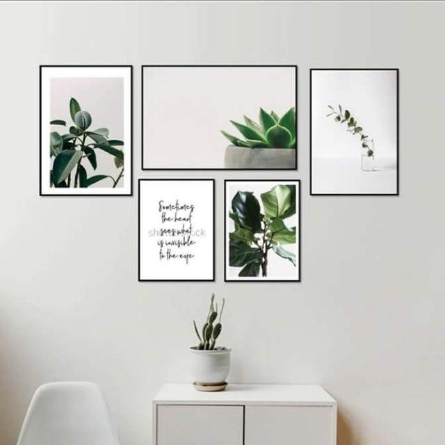 [HCM]Combo bộ lá xanh 5 tranh kèm khung