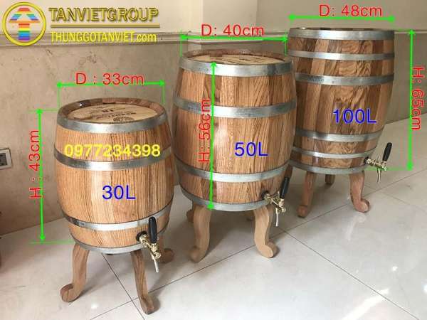 THÙNG GỖ SỒI 100l