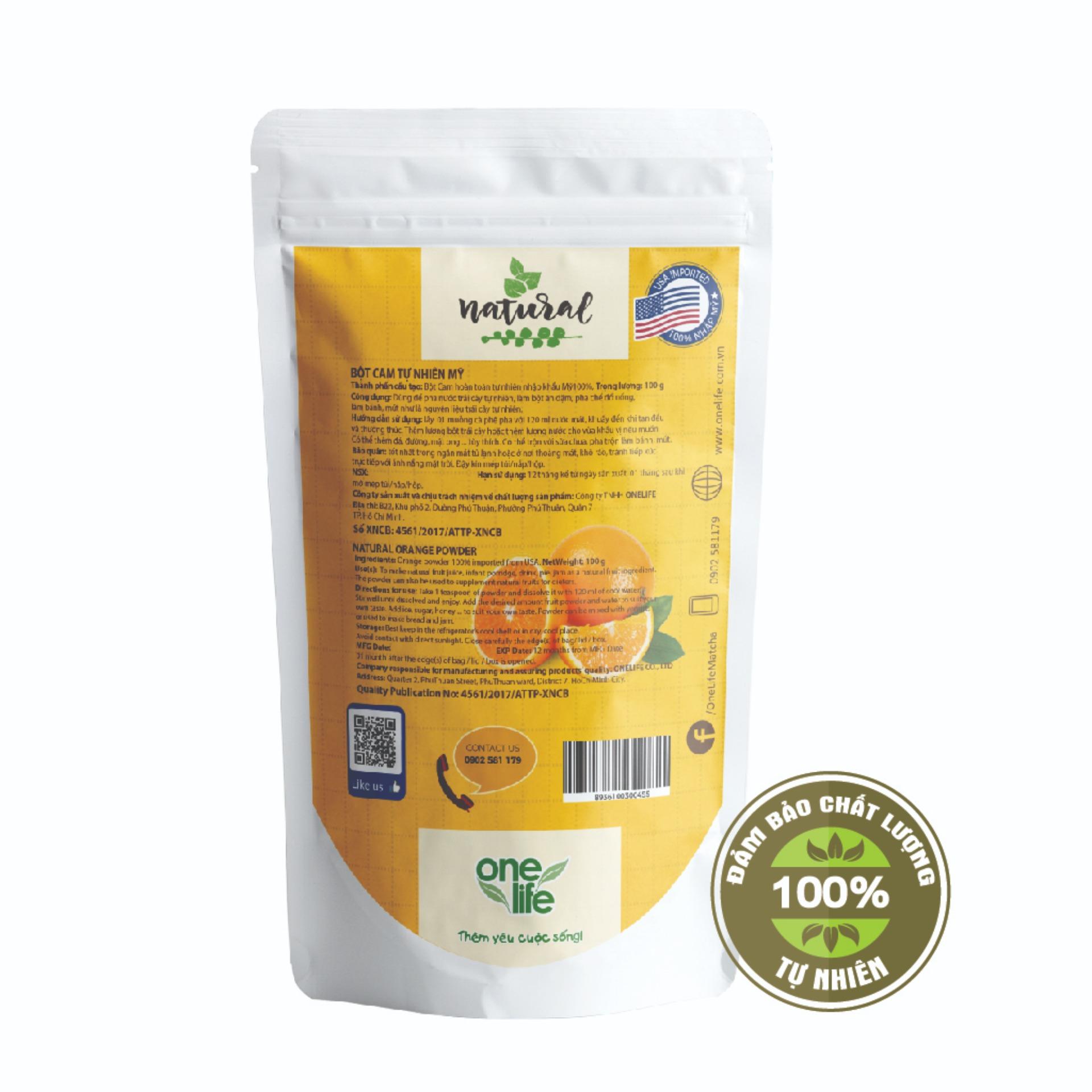 TRÁI CÂY NHẬP KHẨU -  BỘT CAM TỰ NHIÊN ONELIFE (Nhập khẩu 100% từ Mỹ) - Bịch 100gr