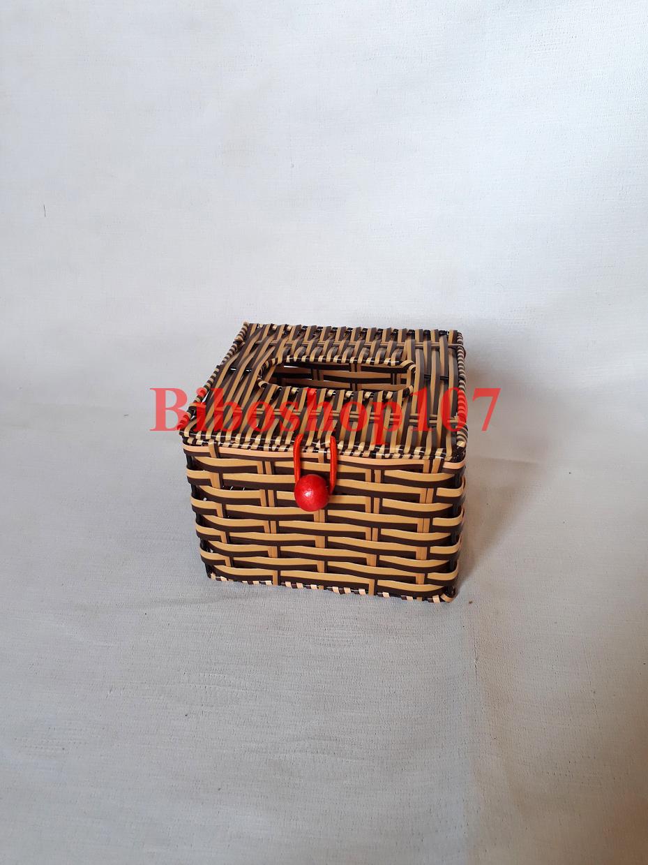 Hộp đựng giấy ăn giả mây vuông (12x12x10)