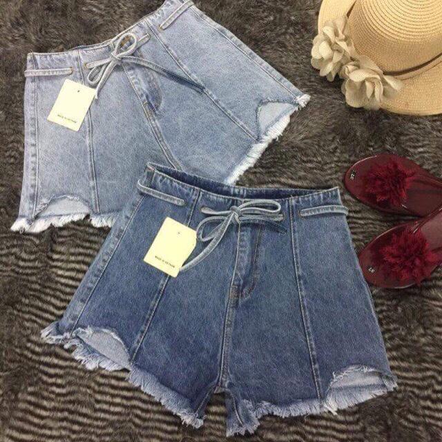 QUẦN SHORT JEAN NỮ LƯNG CAO CỘT NƠ DÂY 547