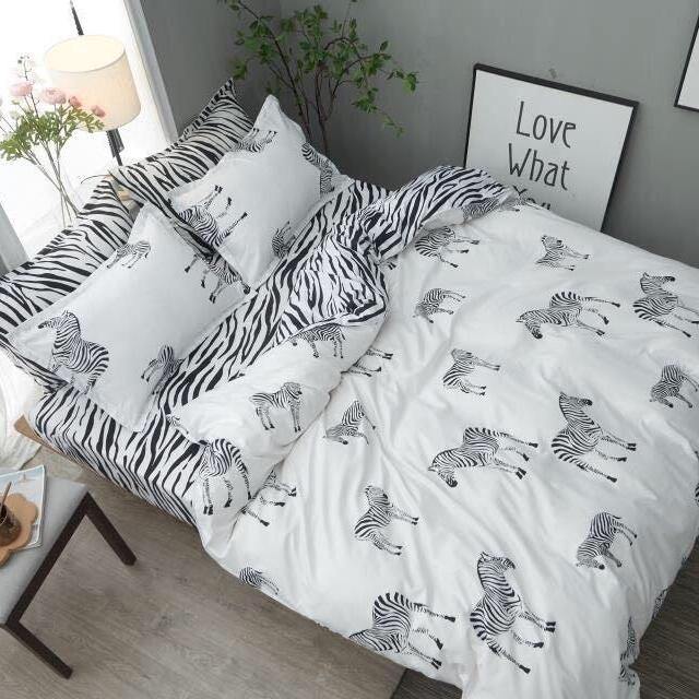 Bộ chăn ga gối ngựa vằn + ruột chăn hè.