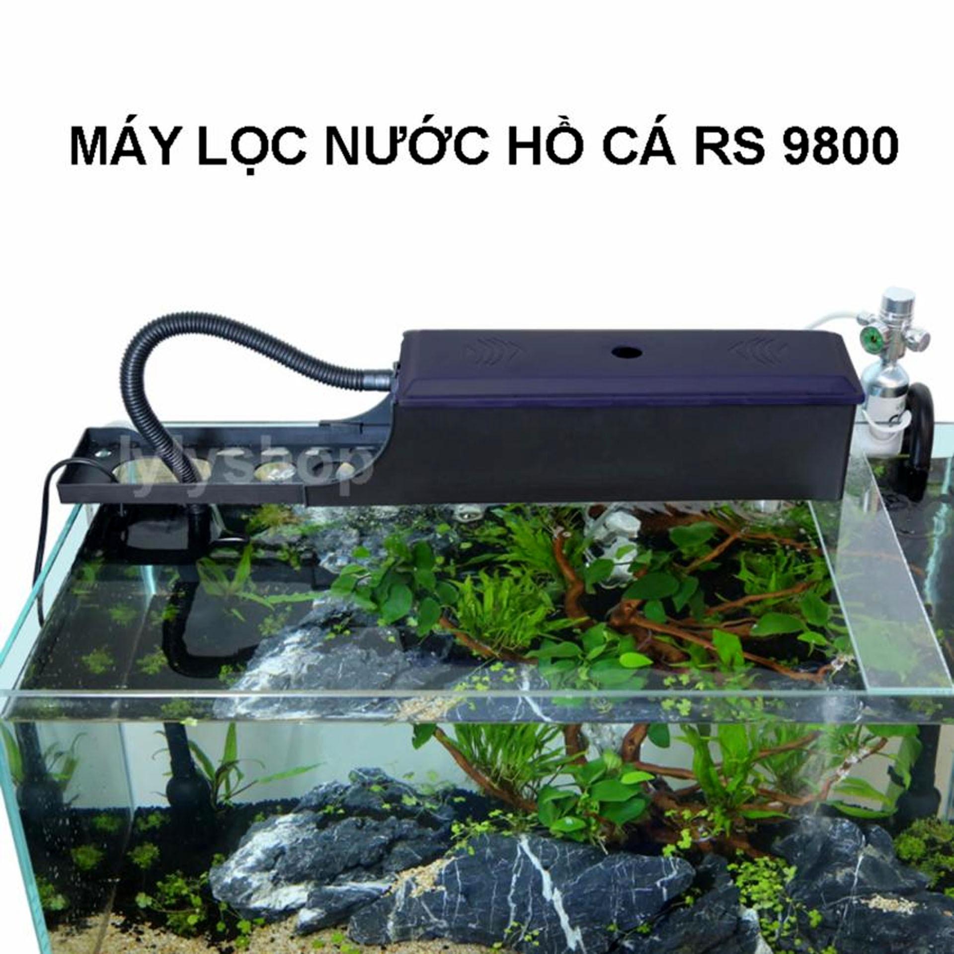 RS 9800 aquarium water purifier with high capacity, built-in aquarium water pump + filter trough - Buy it for use now - reputable BH 1 for 1 (Black)