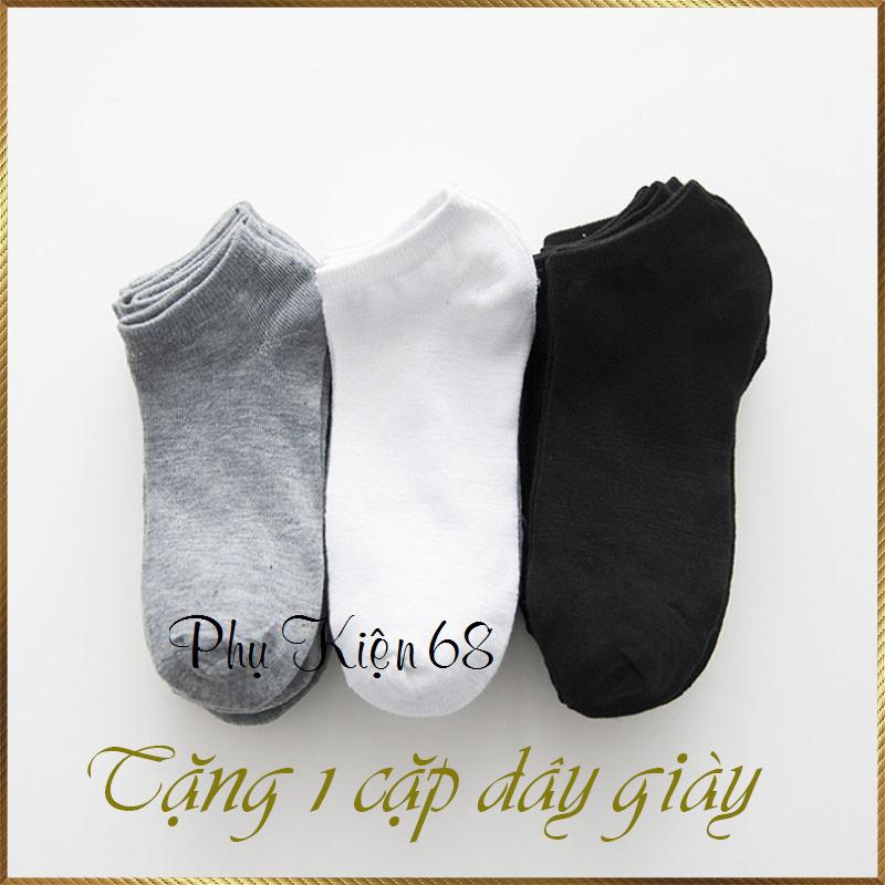 Bộ 12 đôi vớ (tất) cổ ngắn trơn Phụ Kiện 68 (trắng đen xám)