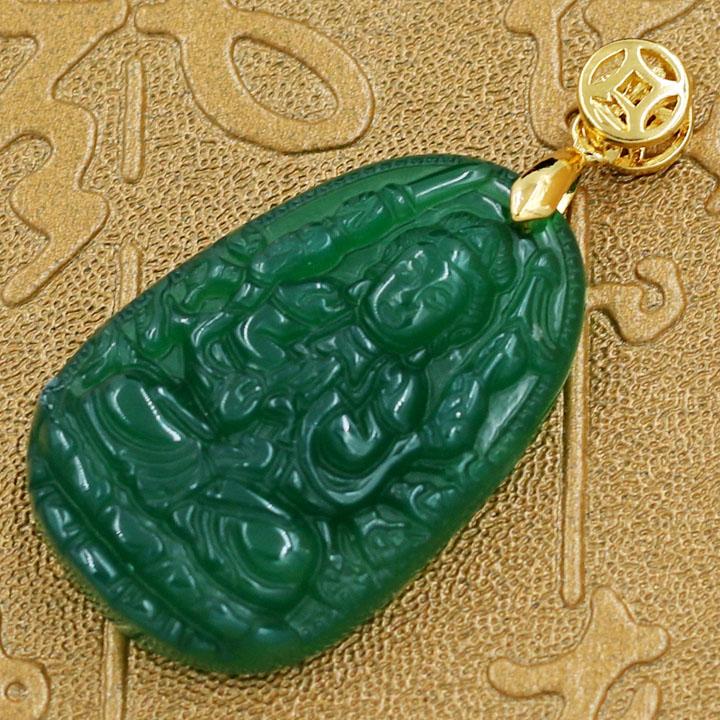 Mặt Phật Thiên Thủ Thiên Nhãn thạch anh xanh 3.6 cm