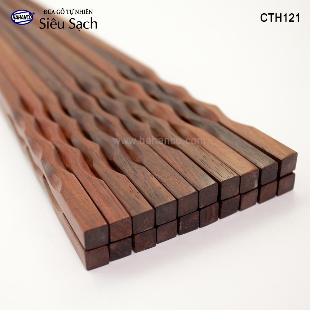 Đũa gỗ Trắc siêu sạch - CTH121- Gỗ trắc lượn sóng -10 Đôi- HAHANCO