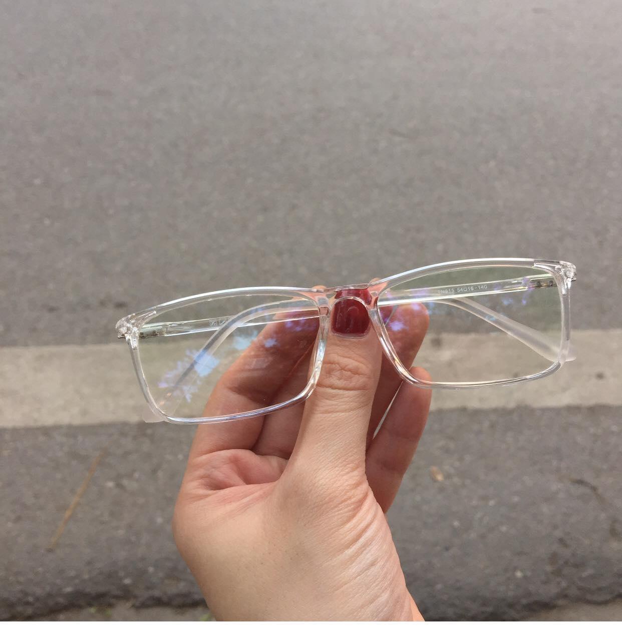 Kính Trong suốt gọng dẻo - mắt vuông vừa sz M (Trắng Trong)