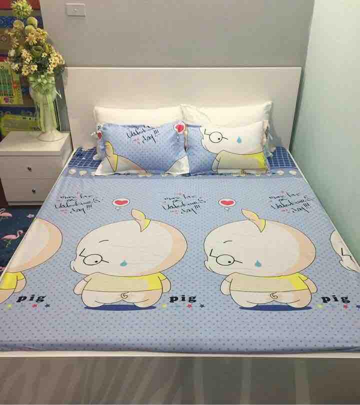 Bộ Ga Gối 3 Món , Lợn Xanh -kovico drap giường, ga giường, ra giường, drap trải giường,ga trải giường, drap trải giường đẹp ga trải giường cưới, bộ ga trải nệm mát, ga giường cưới,Ga giường spa