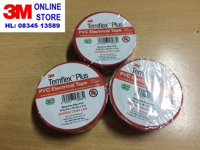 COMBO 03 Cuộn BĂNG KEO ĐIỆN 3M TEMFLEX PLUS PVC Electrical Tape