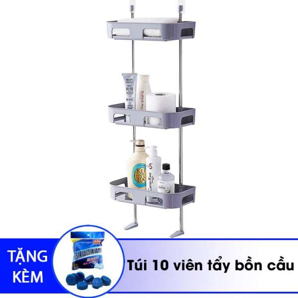 Kệ nhà tắm 3 tầng áp tường + Tặng túi 10 viên tẩy bồn cầu