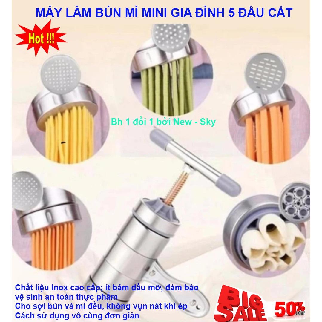 Bán Khuôn Làm Bánh Lọt, Dụng Cụ Làm Bún Mì Tươi 5 Đầu Inox Cao Cấp - NSK1138, Máy Làm Bún Mì Mini Gia Đình An Toàn, Chất Lượng, Hiệu Quả - Bh 1 Đổi 1 Bởi New - Sky