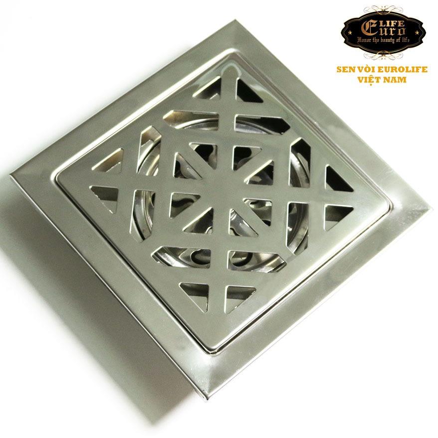 Hố ga thoát sàn Inox 15x15cm Eurolife EL-HG02 (Trắng bạc)
