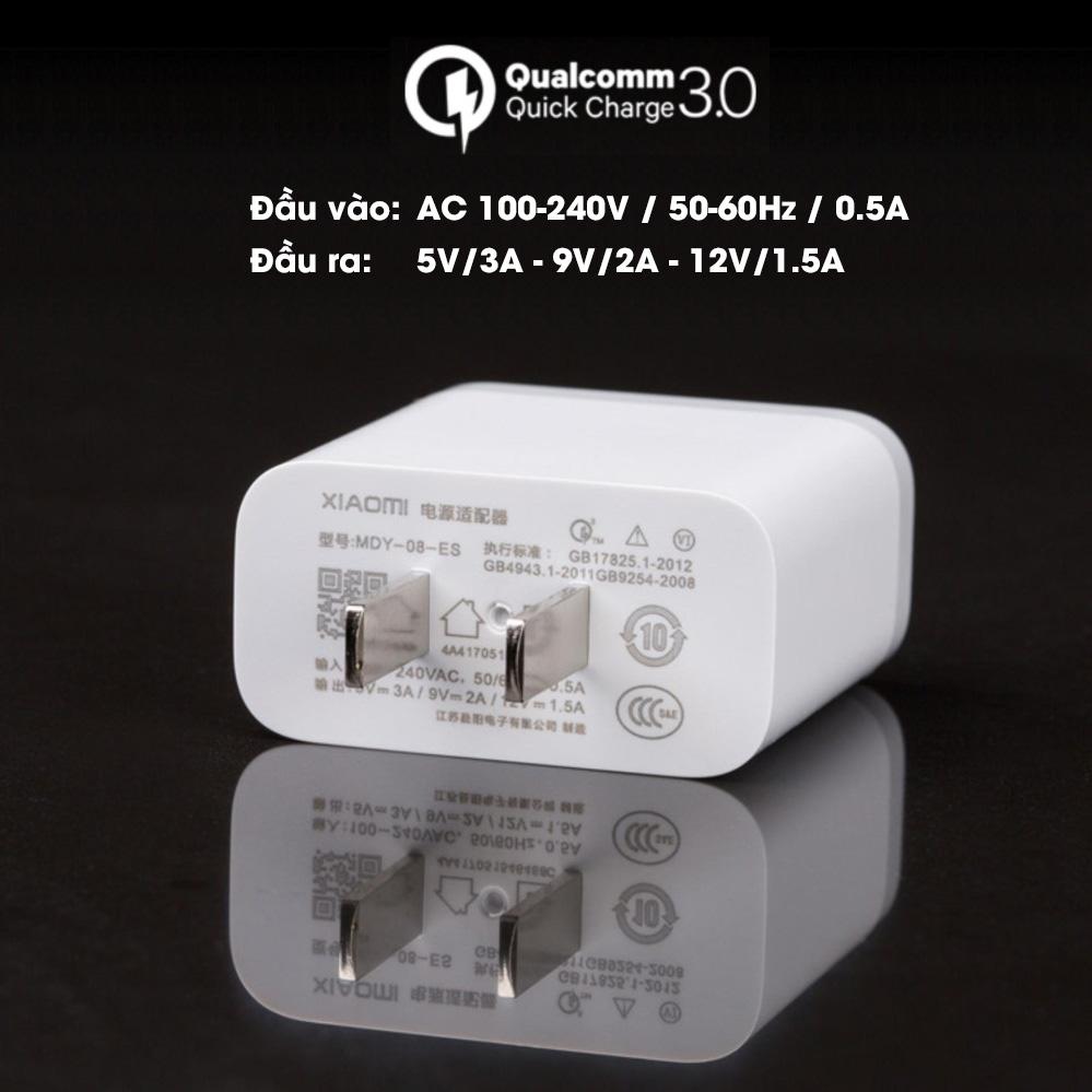 [Mã ELMAR31 Giảm 10%] Củ Sạc Nhanh Xiaomi Quick Charge 3.0 - 5V/3A MDY-08-ES