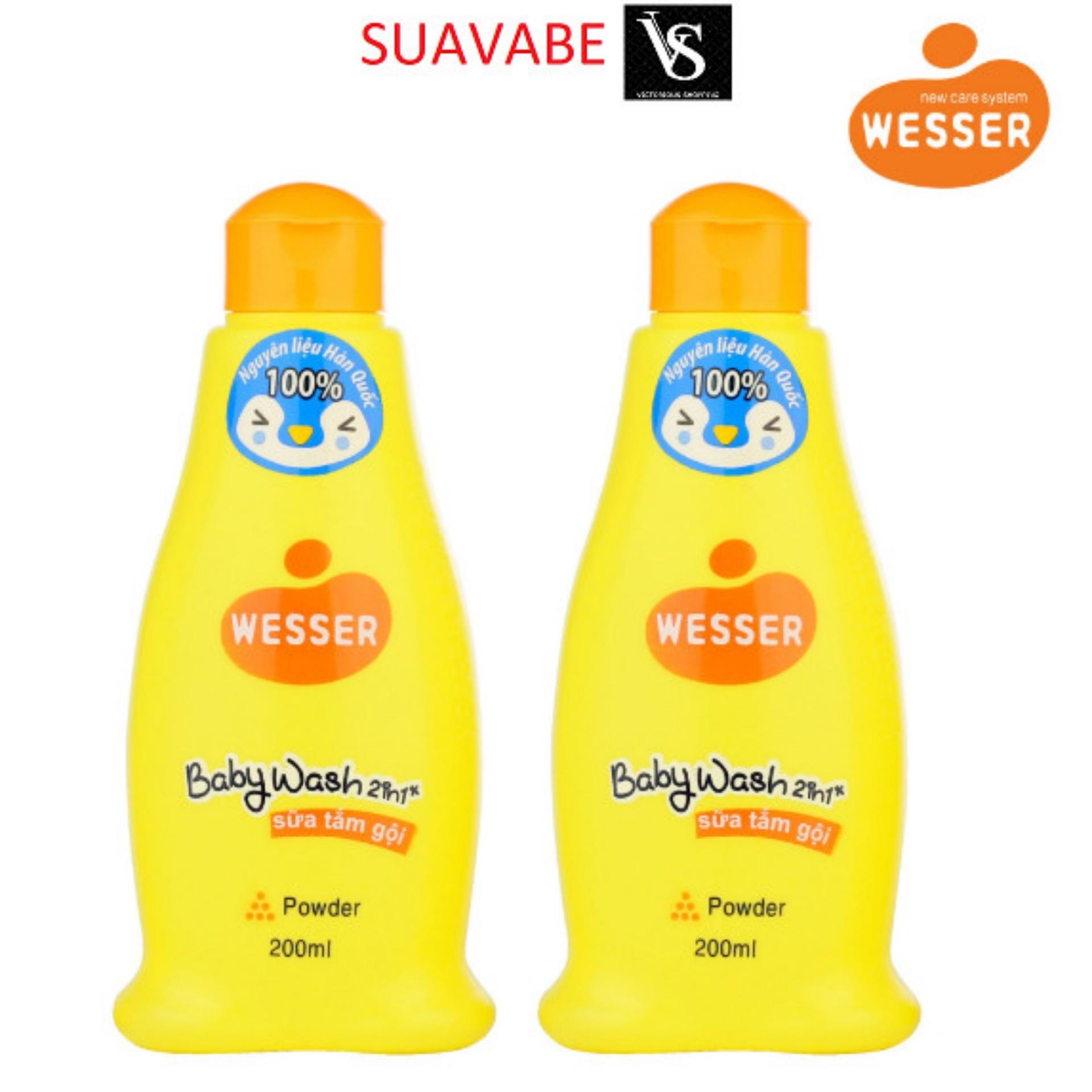 Sữa tắm gội Wesser 2in1 hương phấn 200ml ( Màu cam)