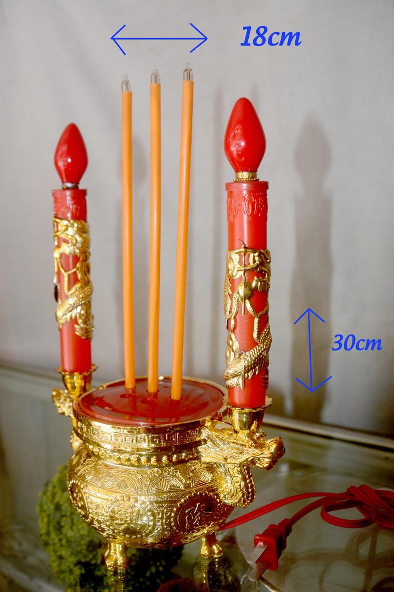 Lư hương cắm điện tròn cao 30cm
