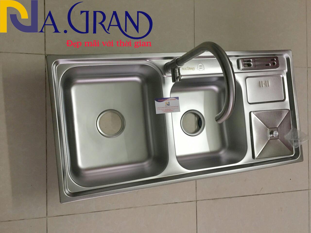 Chậu Rửa Chén Bát INOX 304 Cao Cấp N8 NA.GRAND Tặng Bộ Xả Chậu