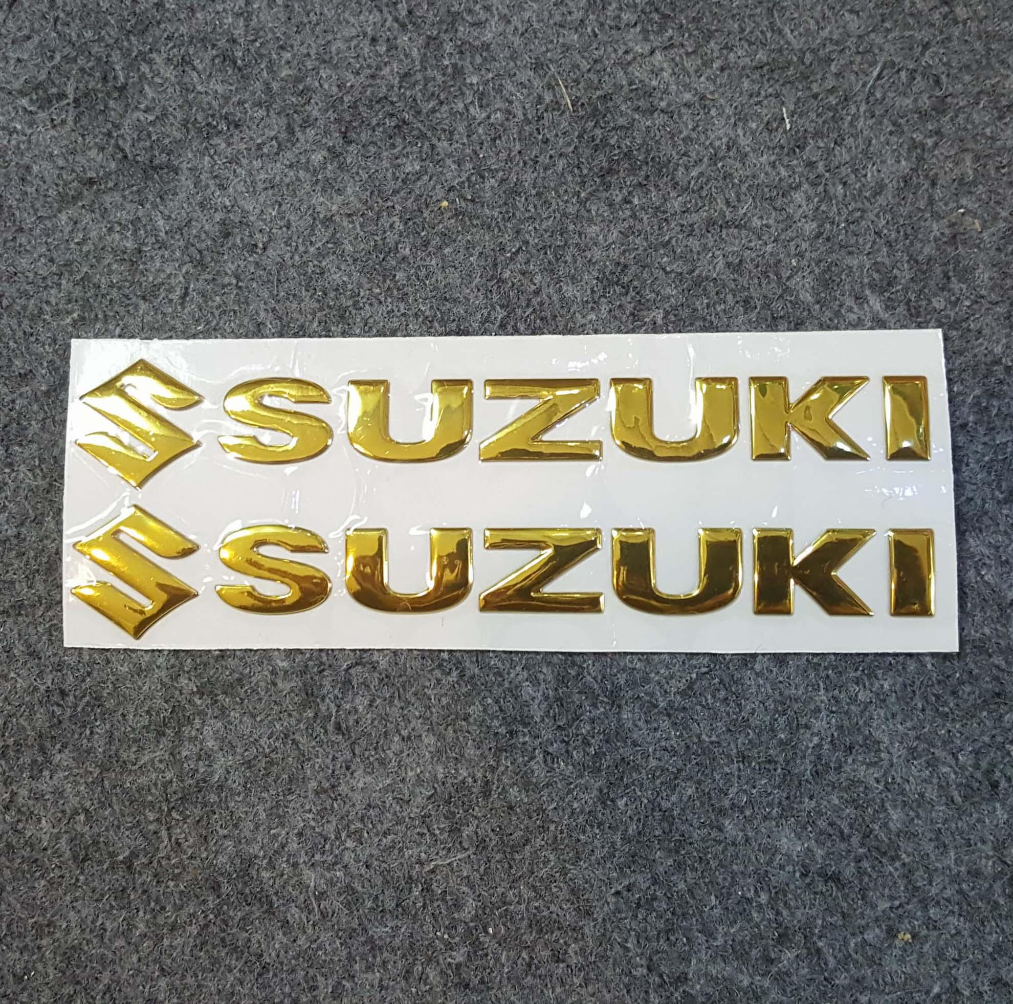Bộ 2 miếng dán nổi chữ Suzuki (Vàng)
