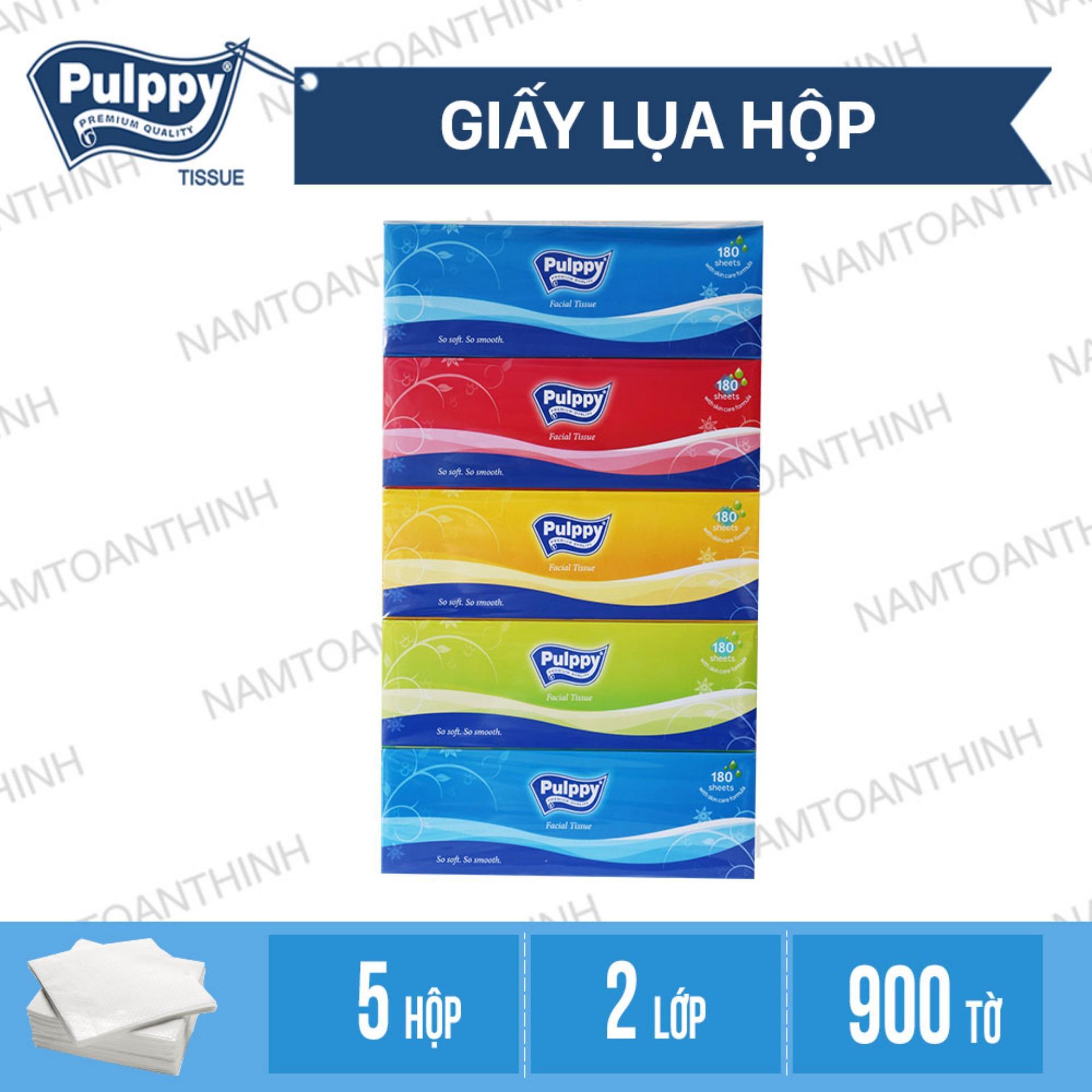 Combo 5 hộp Giấy lụa hộp Pulppy 180 tờ