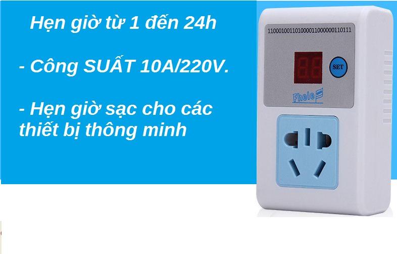 Ổ cắm hẹn giờ 1-24h (Trắng)