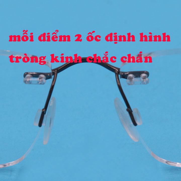 Gọng kính cận không viền ti-tan đen