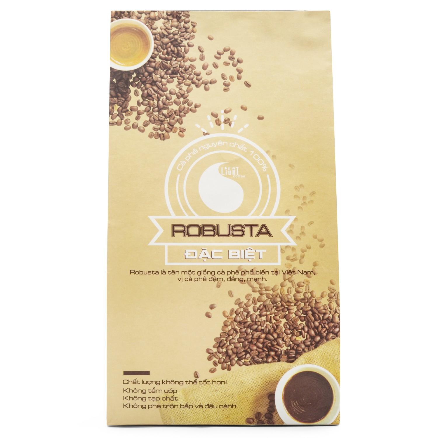 Cà phê pha espresso Robusta nguyên chất 100% đặc biệt - dạng hạt - Light Coffee - 500gr