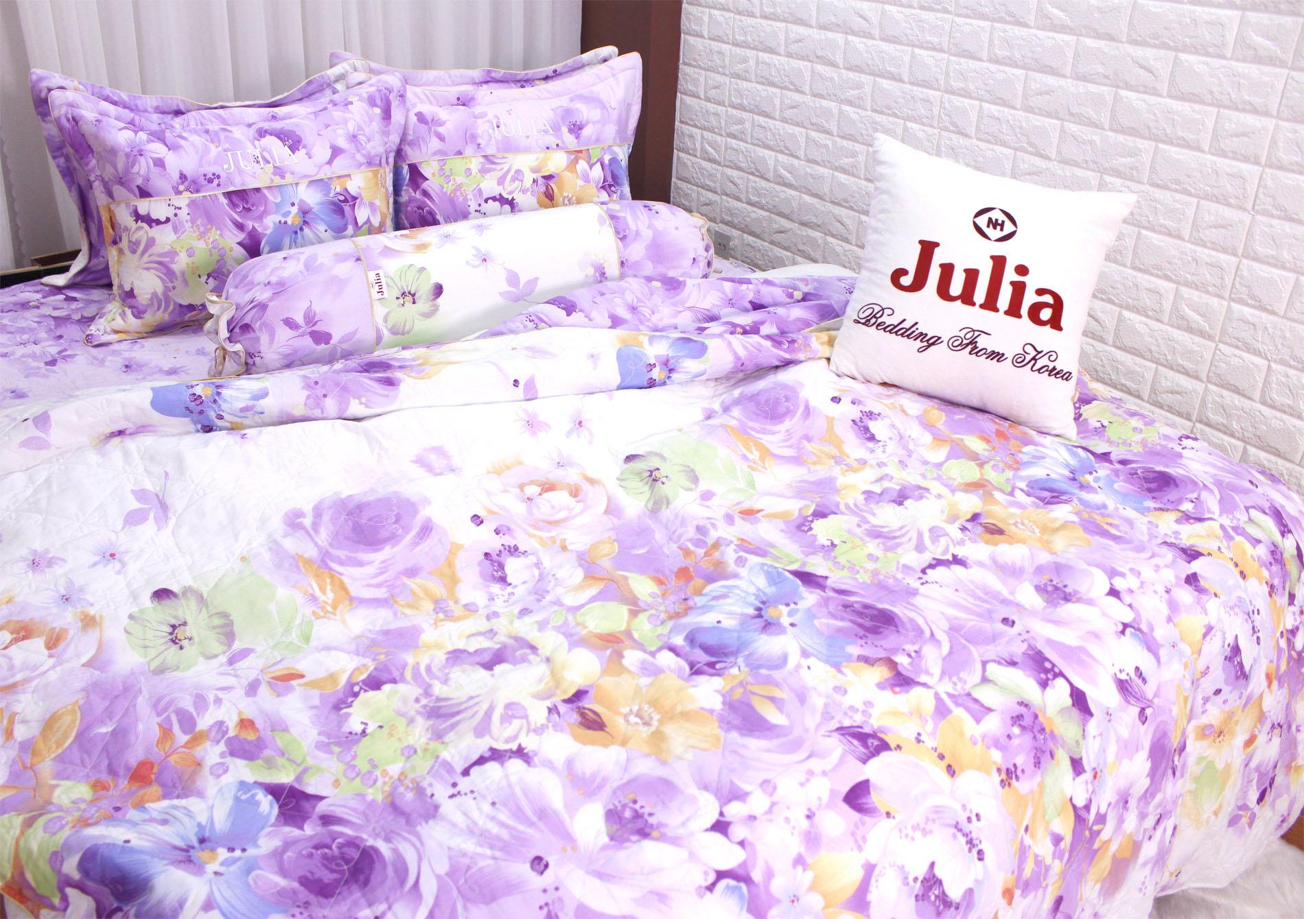 Bộ chăn ga gối drap giường 100% cotton sợi bông Hàn Quốc Julia 206BC