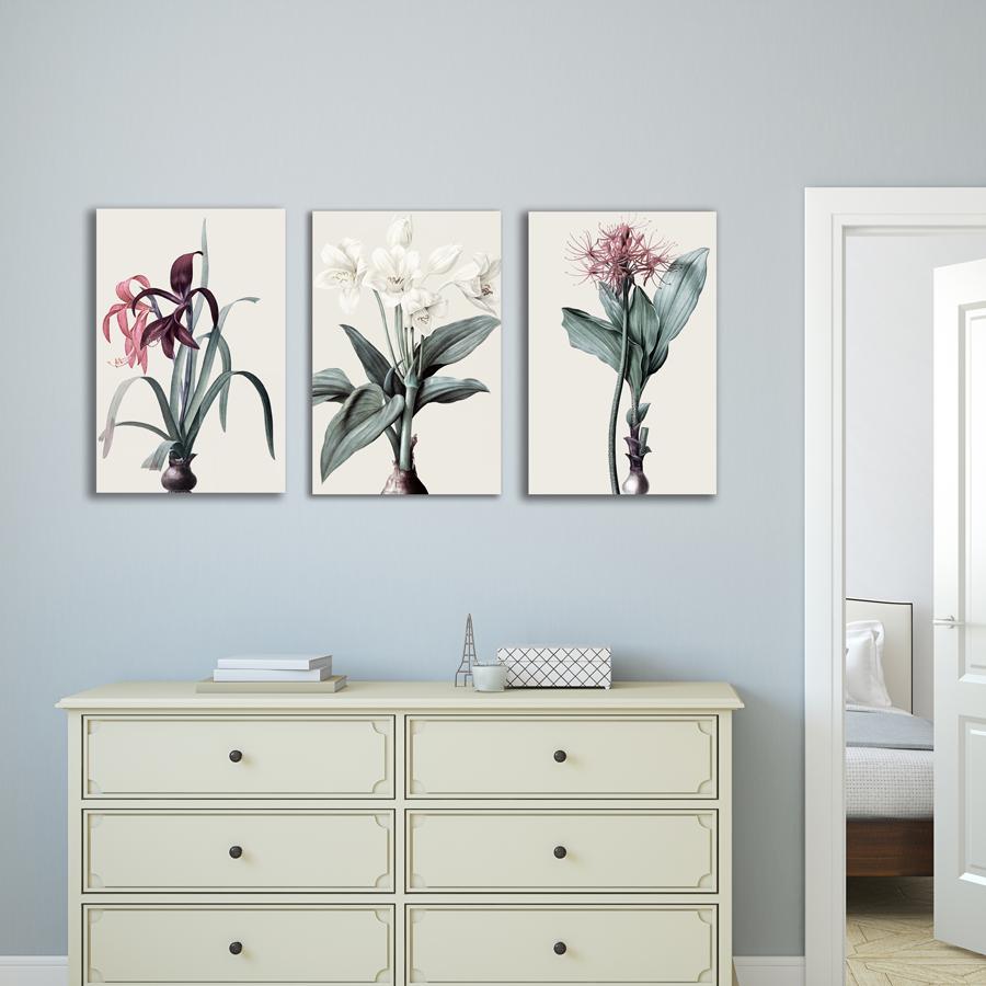 Bộ 3 tranh canvas sắc hoa tạo điểm nhấn - Khung Hình Phạm Gia PGTK66