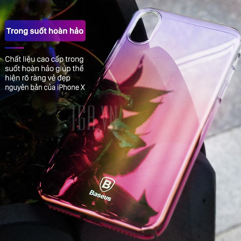Ốp lưng iPhone X Baseus Glaze, trong suốt, nhựa cứng, siêu mỏng