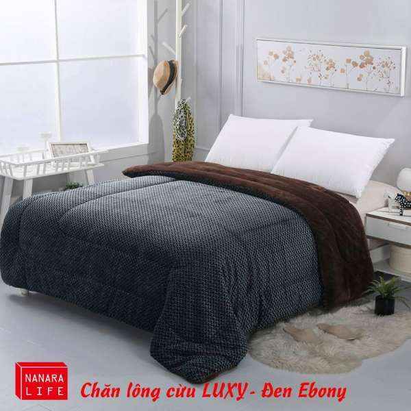 Chăn Lông Cừu Cao Cấp LUXY Nanara Life - Nhật Bản 200x230cm(Đen Ebony)