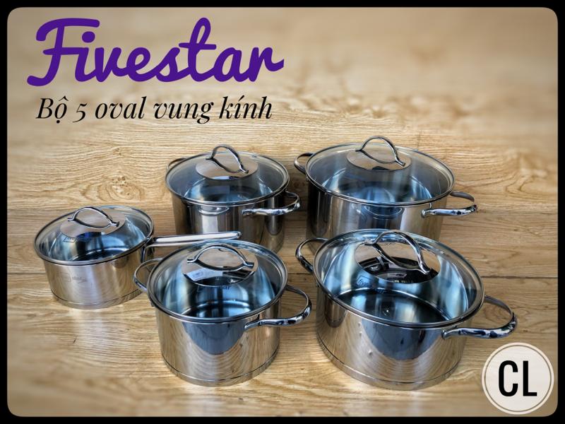 Bộ nồi INOX Fivestar OVAL 5 vung kính