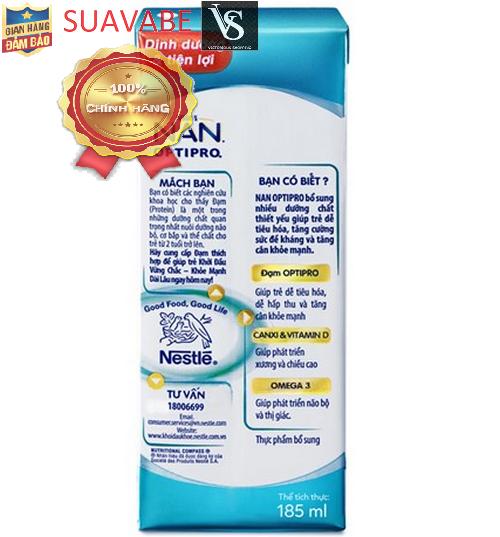 Sữa Bột Pha Sẵn Nestle NAN Optipro 180ml (4 Hộp) Cho Trẻ Từ 2 Tuổi